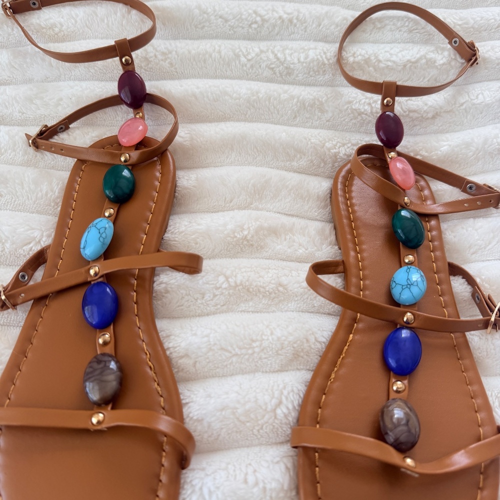 Crystal Stone Boho Gladiator Sandals Goddess - image 2